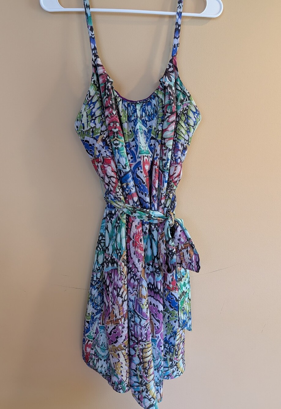 Women's Multicolor Printed Mini Dress with Tie Waist
